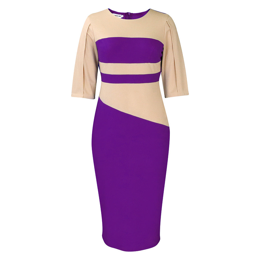 Color blocked hip hugging dress