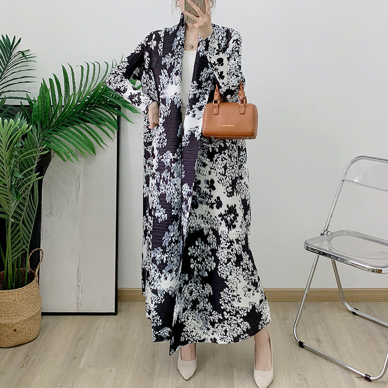 Elegant and Simple Middle East Türkiye Solid Large Pleated Print Robe Women