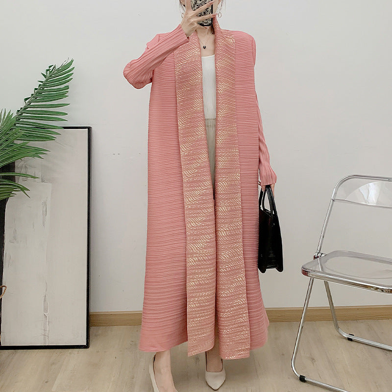 Temperament long skirt long robe international ethnic clothing autumn and winter new pleated printed cardigan