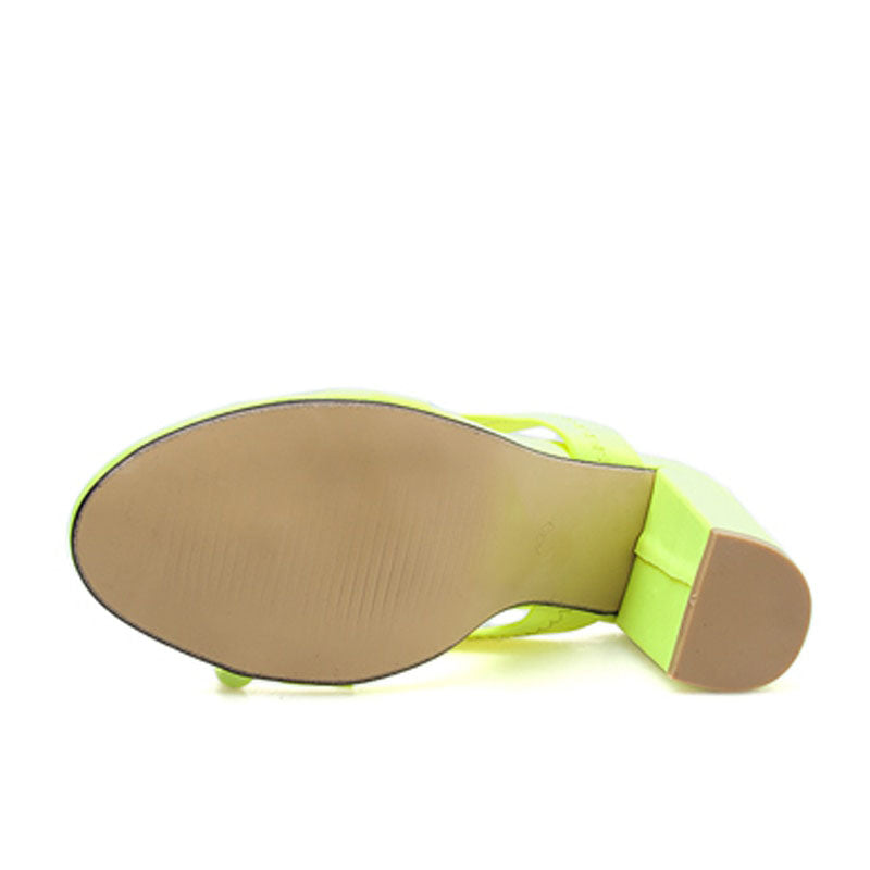 Eilyken Summer Slippers Sandals Flip Flop Square heel Stretch Fabric Hollow Women Shoes Sexy Slippers Pumps Fluorescent green