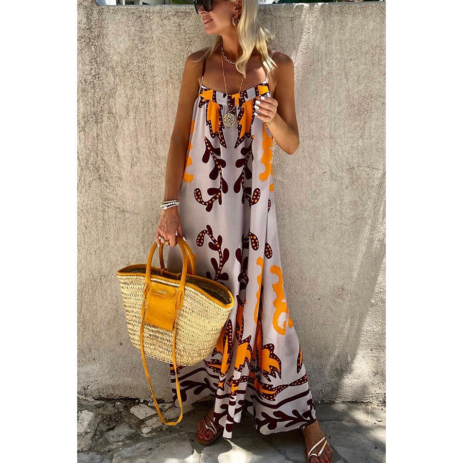 Sexy Strapless Printed Dress INS Casual Loose Vacation Dress