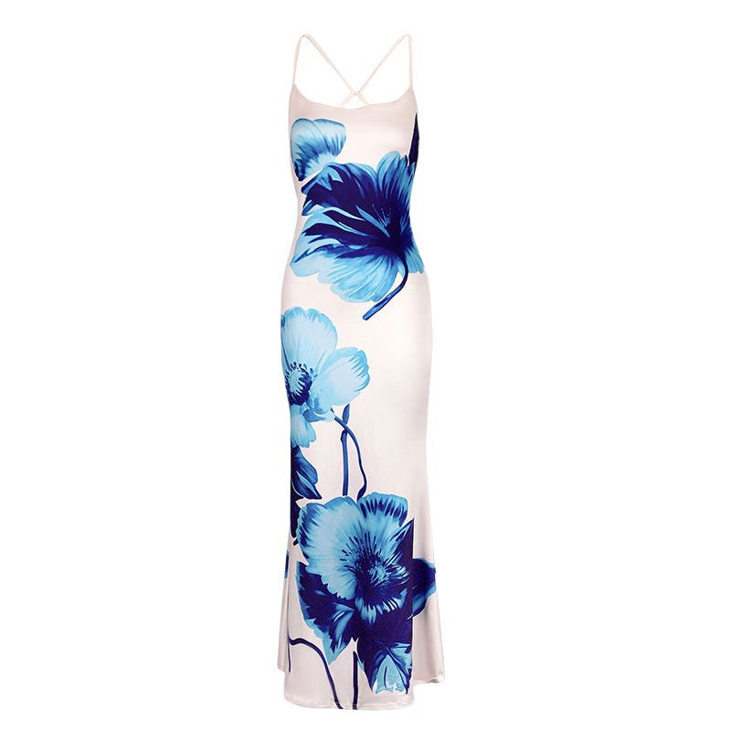 Floral Print Sexy Strapless Bodycon Dress
