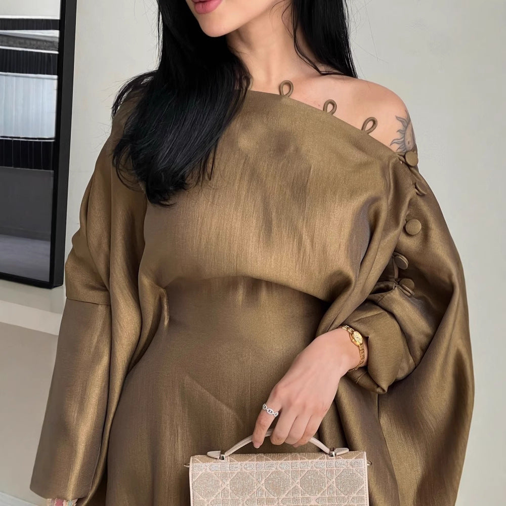 Elegant Kaftan Long Dress with Buttons