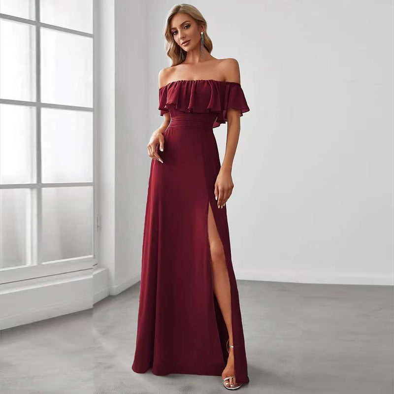 Long Dress with Slit and Backless Design for Summer Occasions
