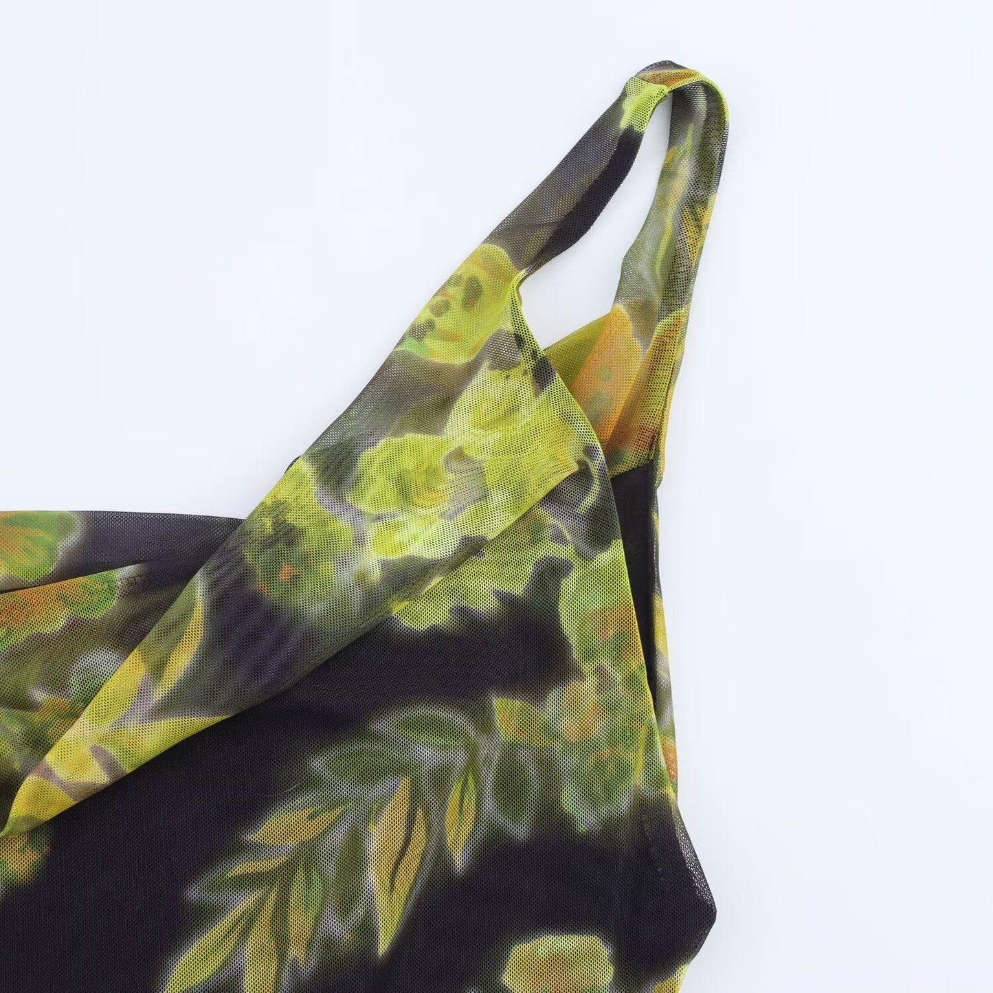 U-neck sleeveless printed suspender dress for women