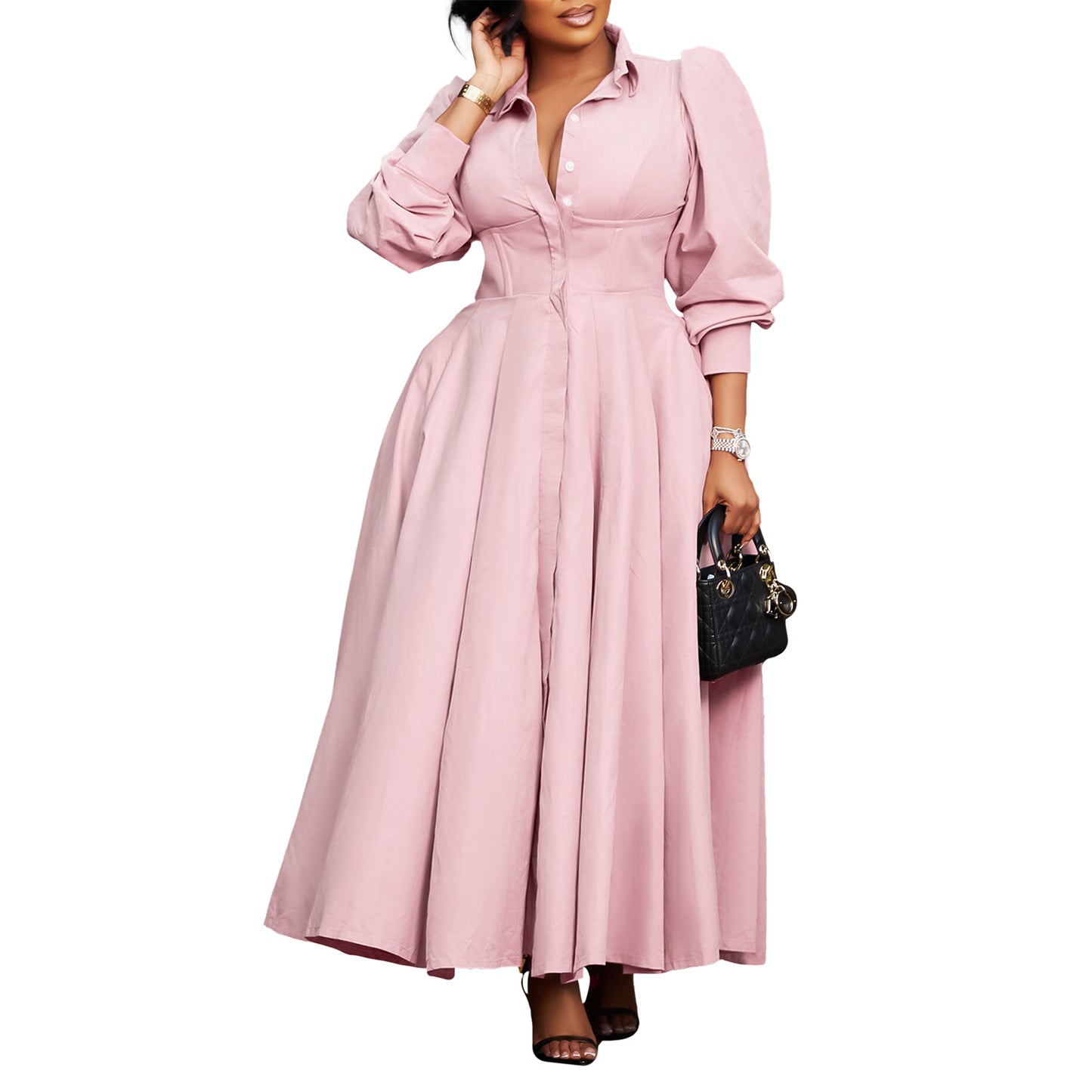 Long Sleeve Flared Dress