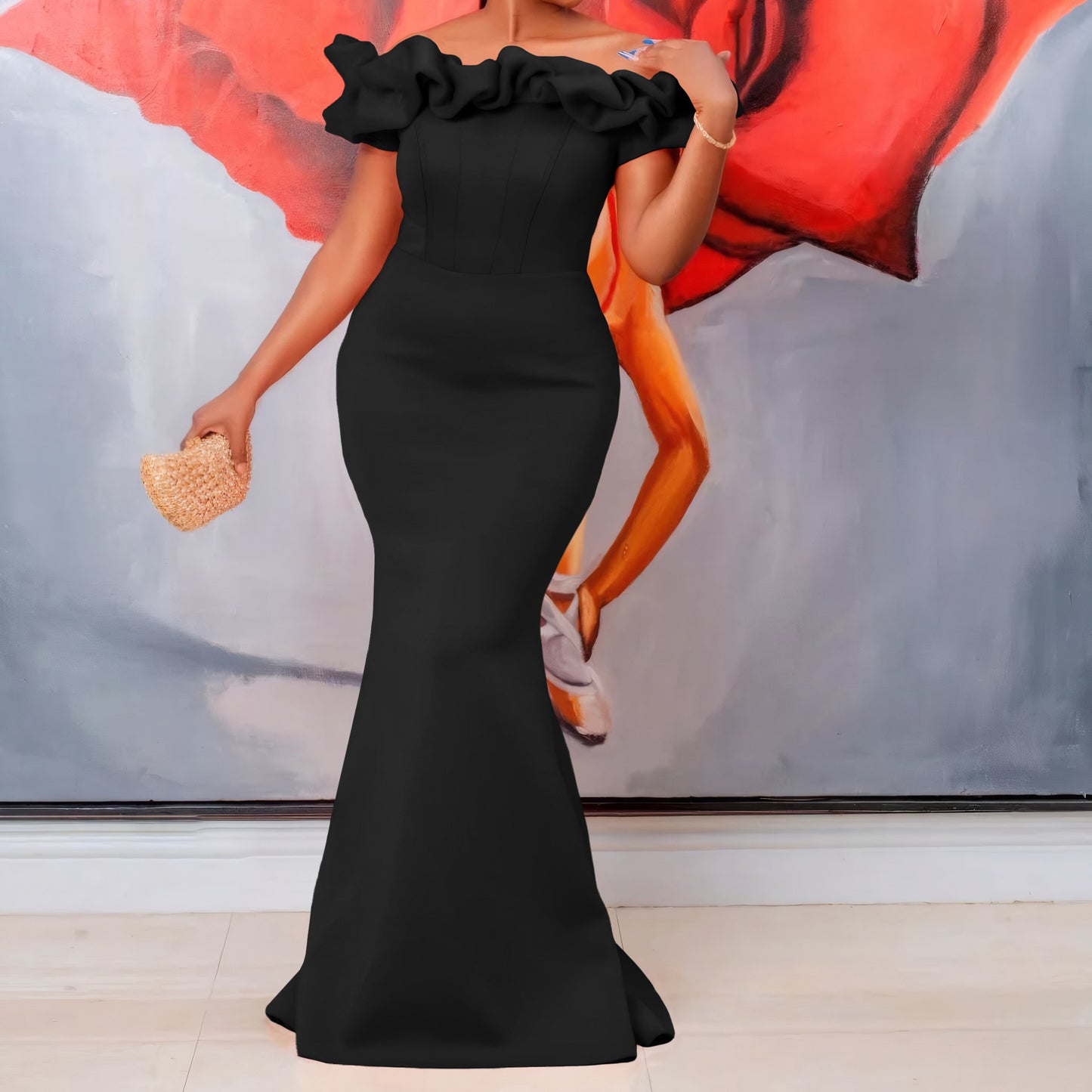 One neck sexy fishtail long dress