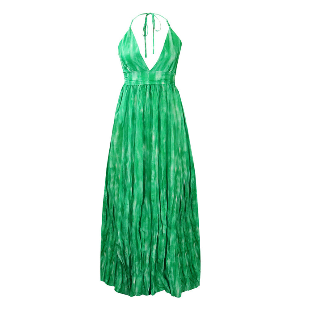 Sexy Printed Strapless Dress with Long Skirt for Women