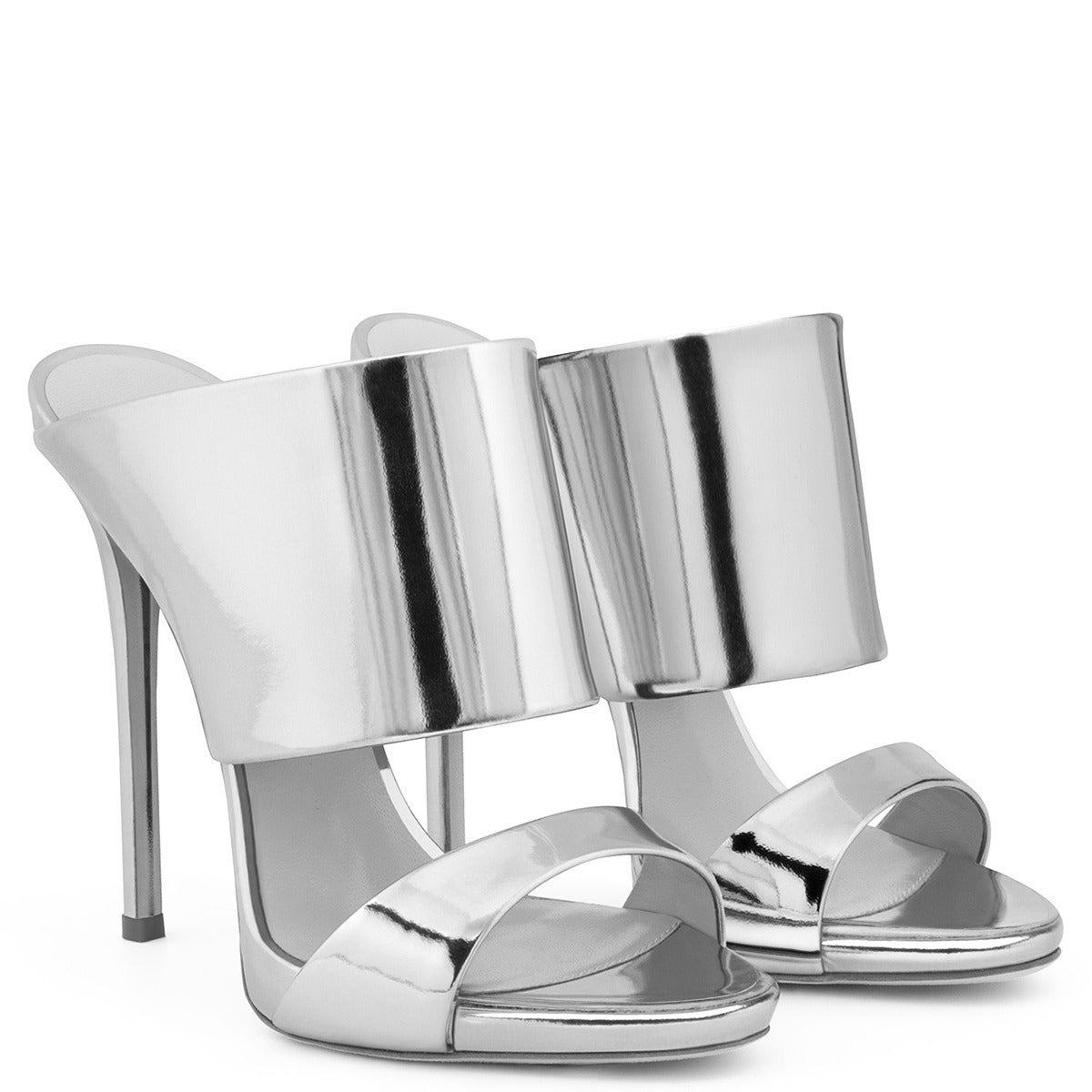 High Heeled Sandals, Shiny High Heeled Luxury Silver Champagne Handmade Shoes