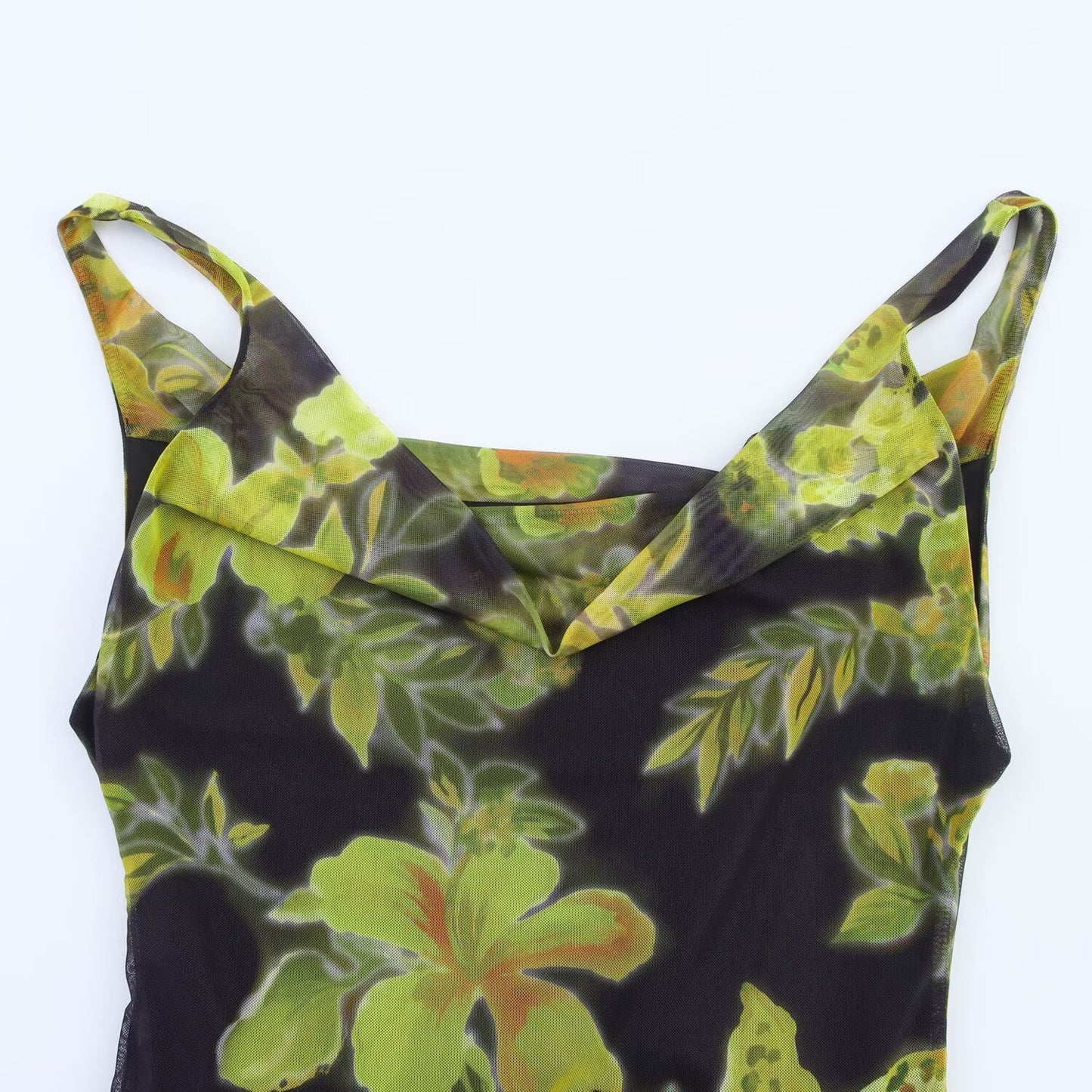 U-neck sleeveless printed suspender dress for women