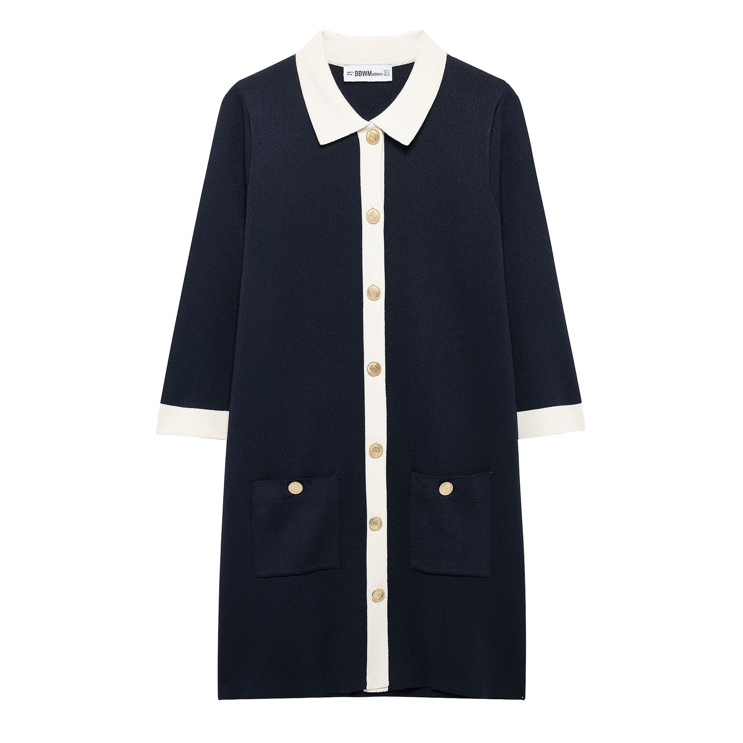 Golden Button Decorative Knit Dress