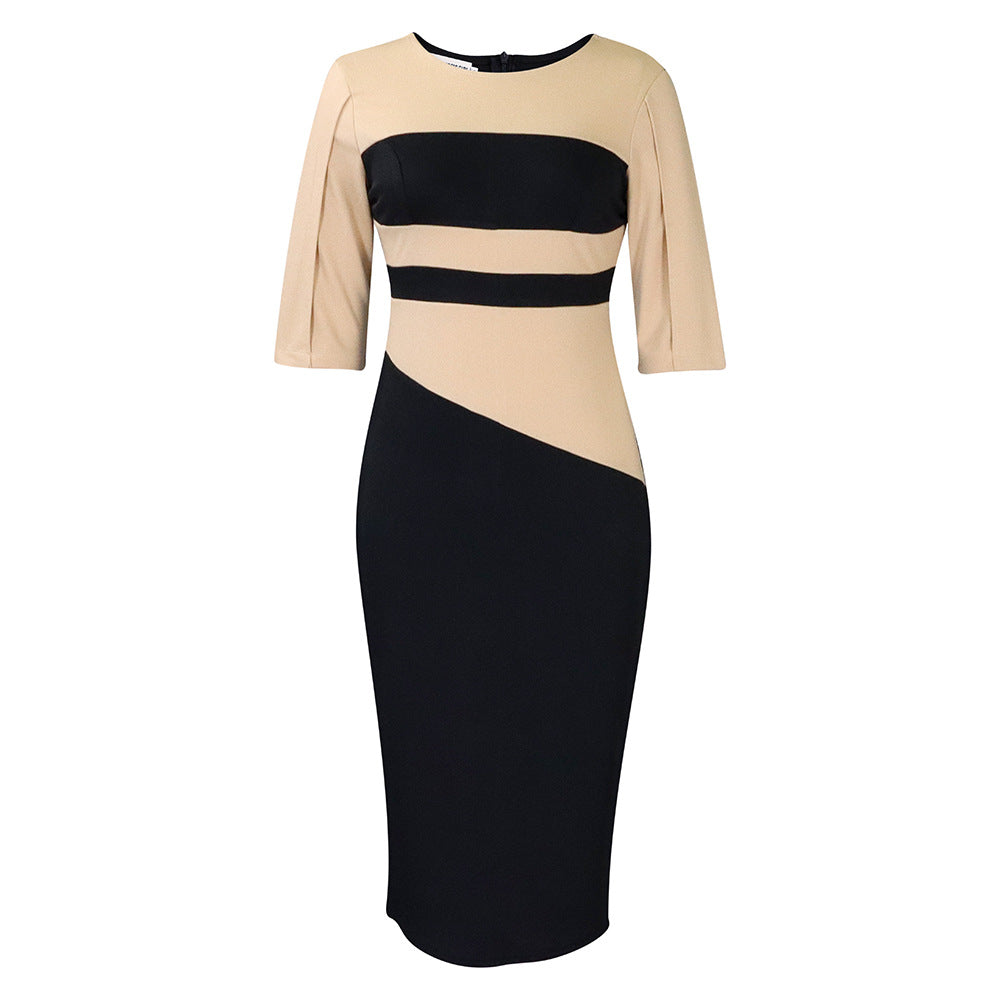 Color blocked hip hugging dress