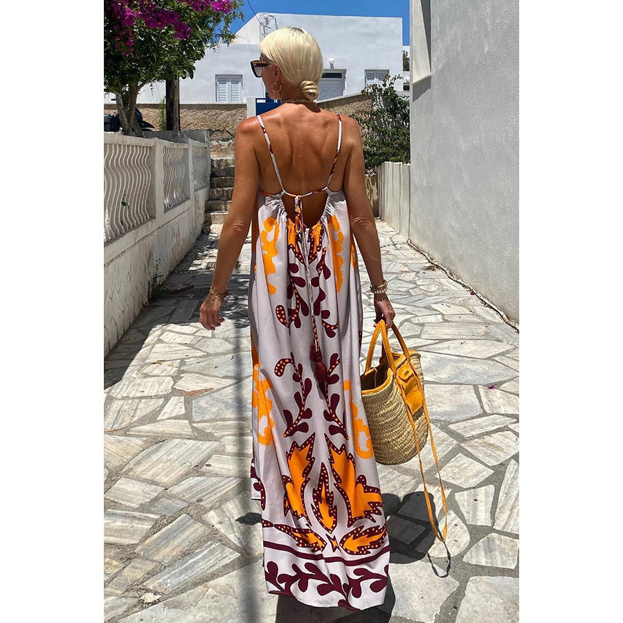 Sexy Strapless Printed Dress INS Casual Loose Vacation Dress