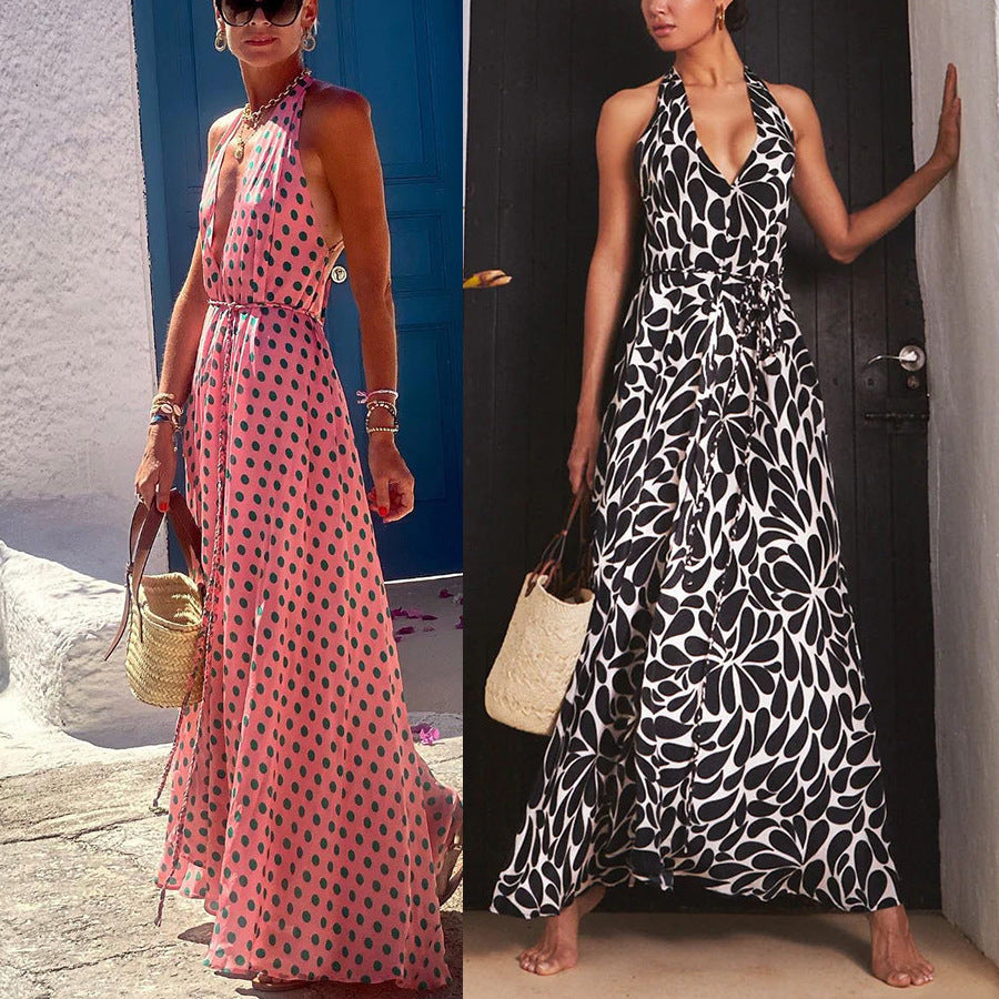 Spring and Summer New Halter Casual Dress INS Loose Vacation Women's Flare Dress