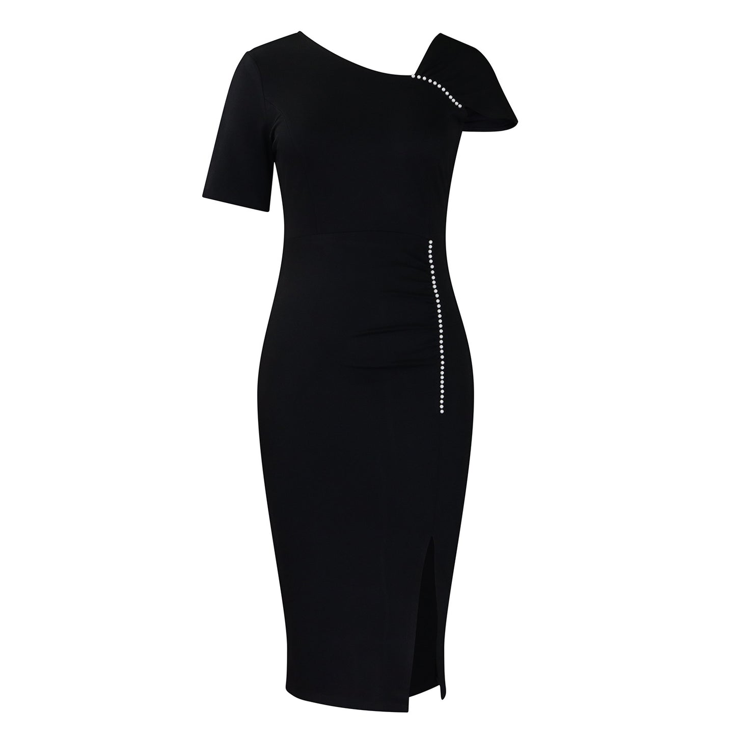 Hip hugging nail bead high waisted dress