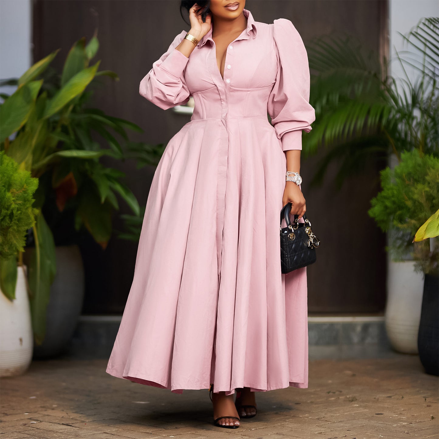 Long Sleeve Flared Dress