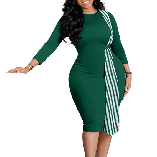 Women's Slim Round Neck Pencil Dress