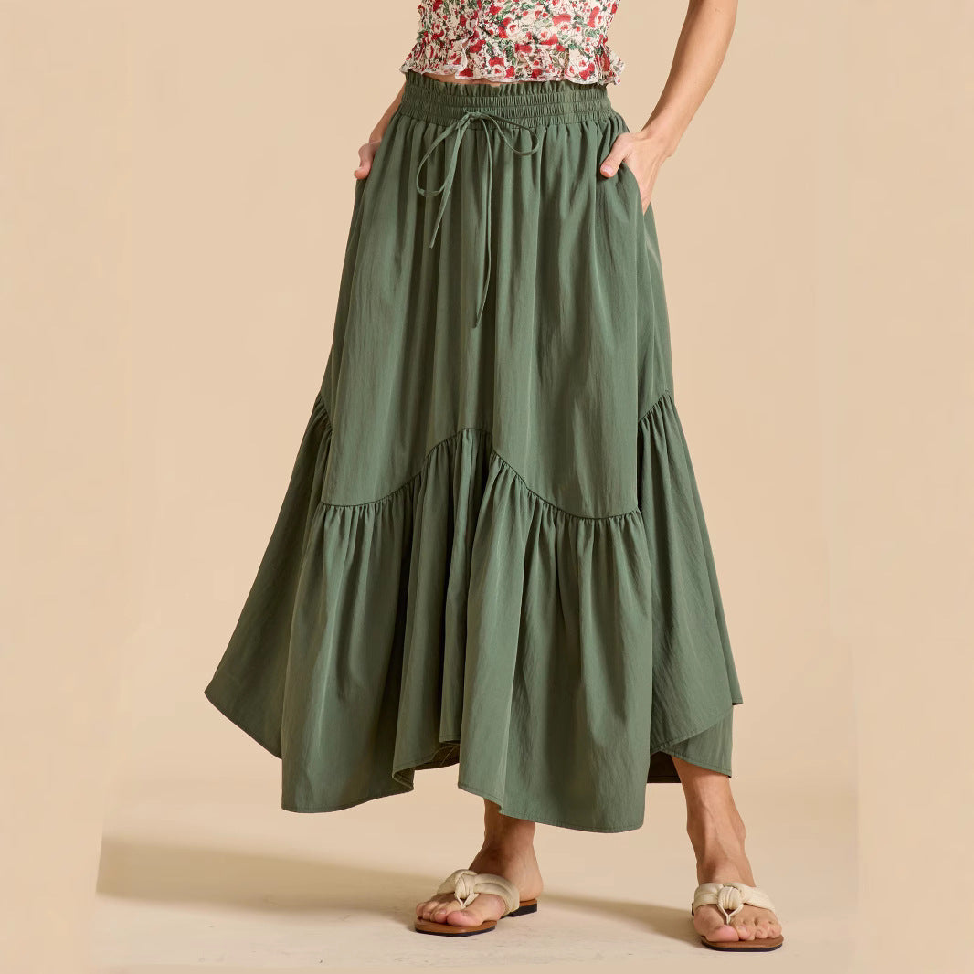 Women's wave tied adjustable midi skirt