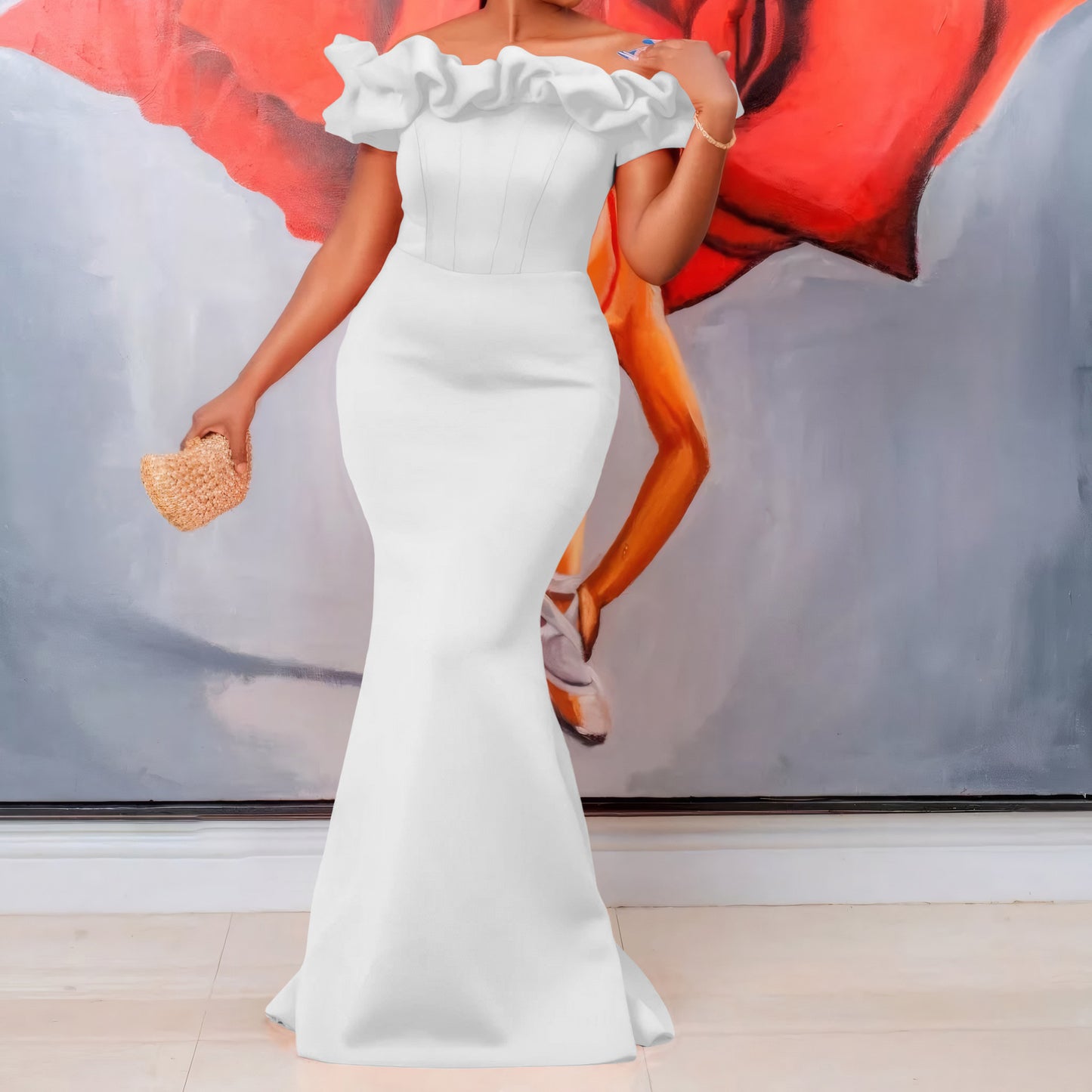 One neck sexy fishtail long dress
