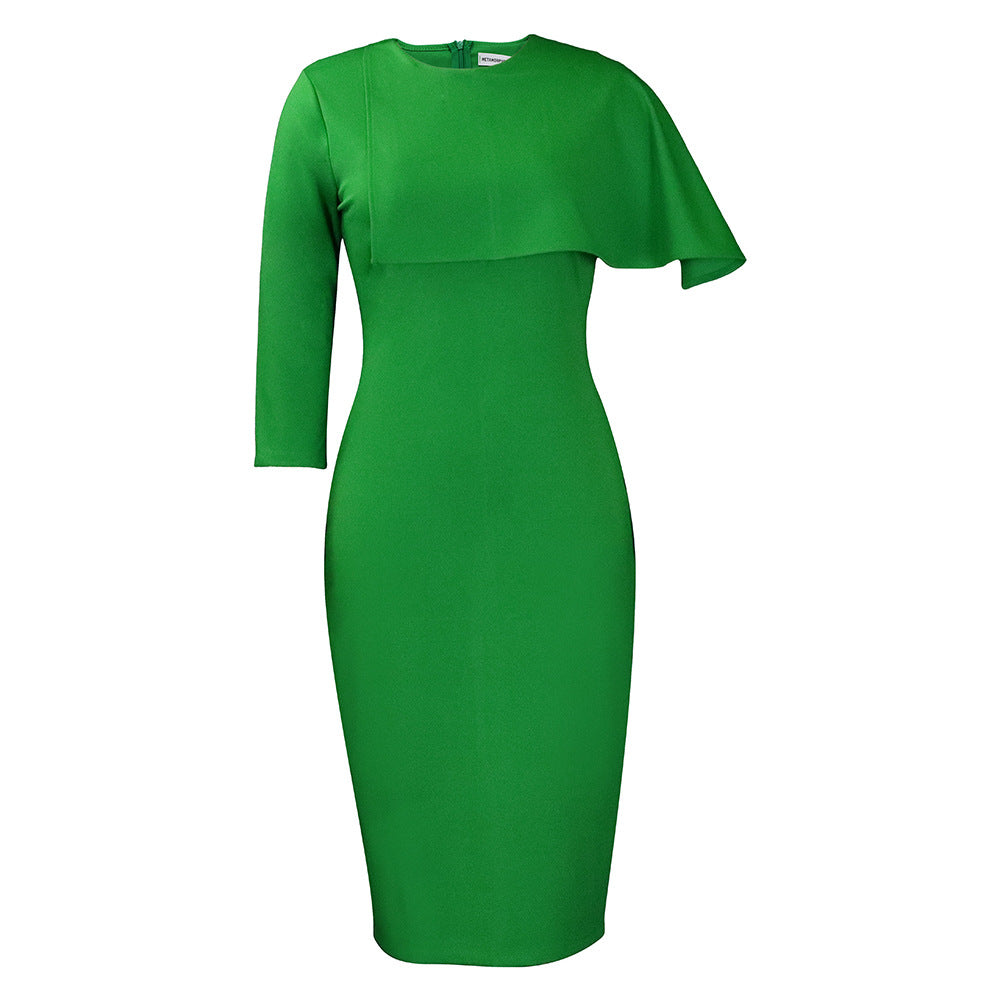 Women's slim fit high waisted ruffle edge dress