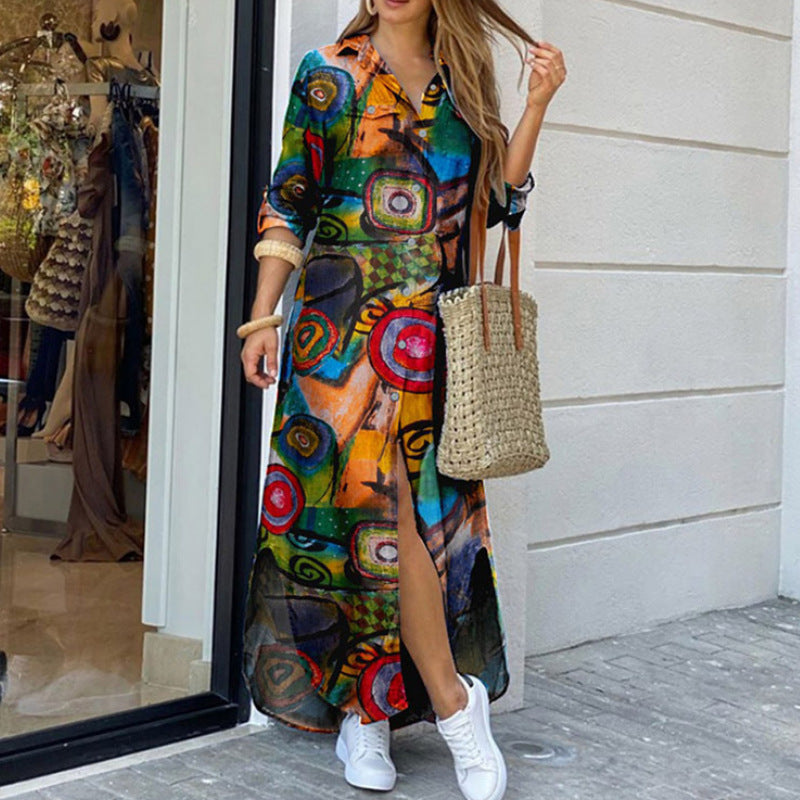 Women's cotton and linen shirt dress