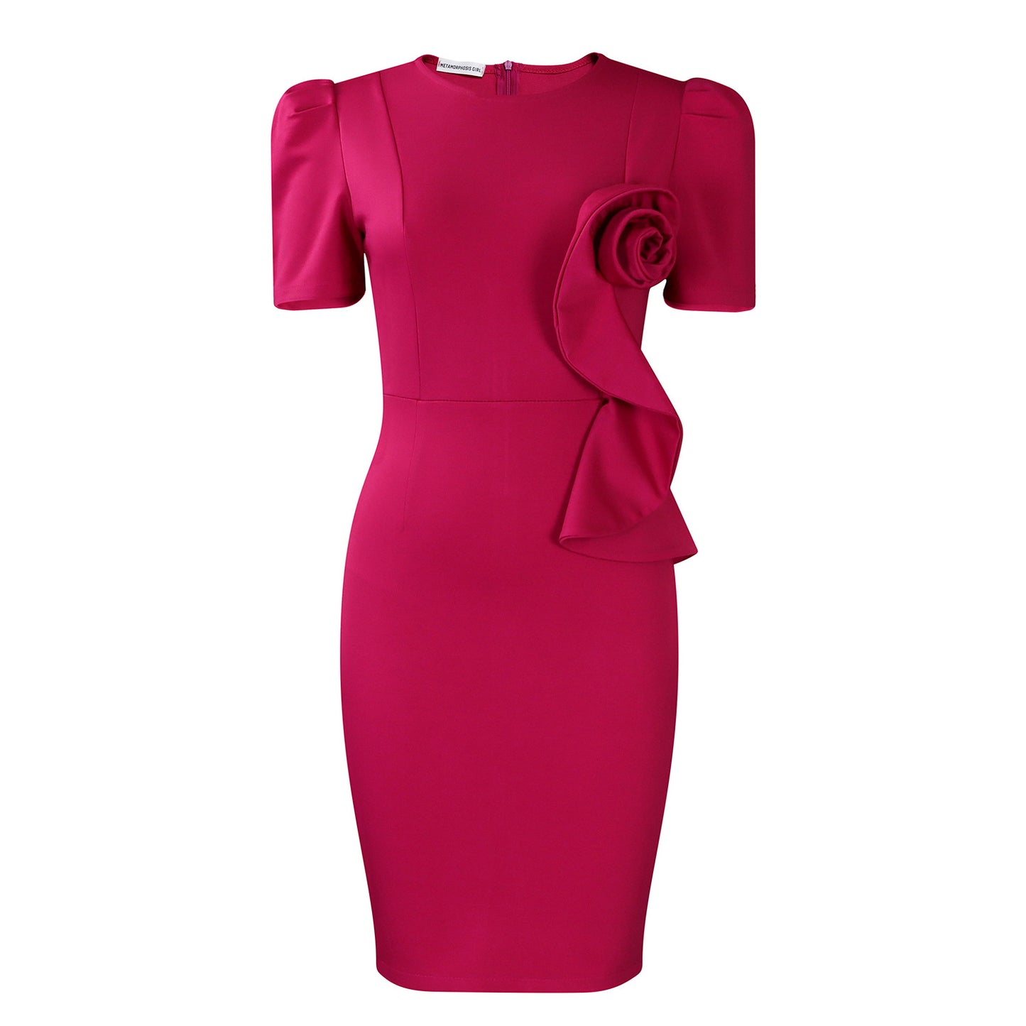Solid Color Short Sleeve Dress for Women