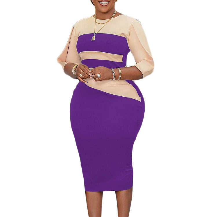 Color blocked hip hugging dress