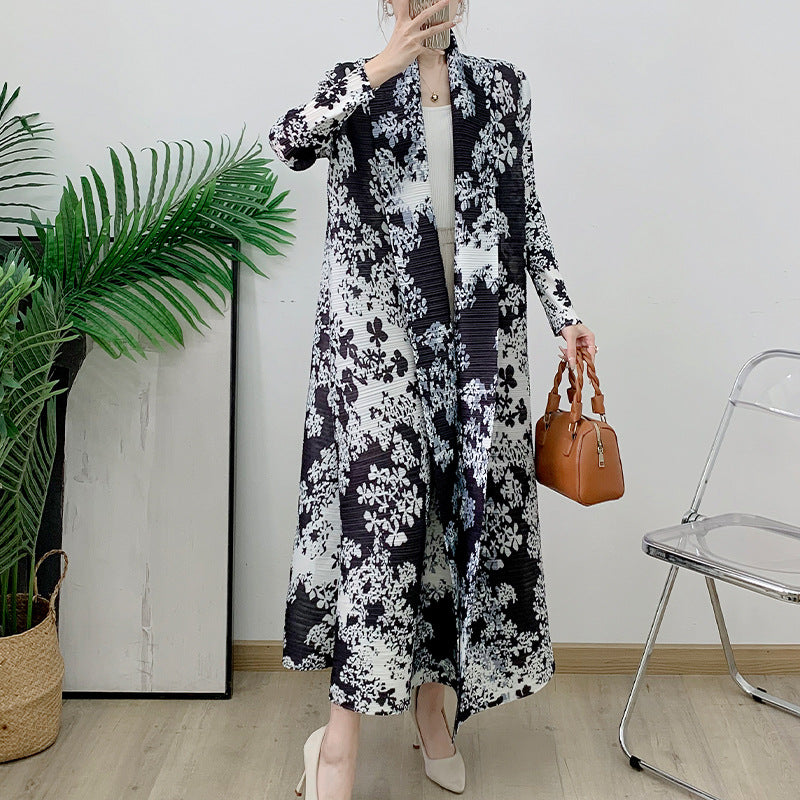 Elegant and Simple Middle East Türkiye Solid Large Pleated Print Robe Women