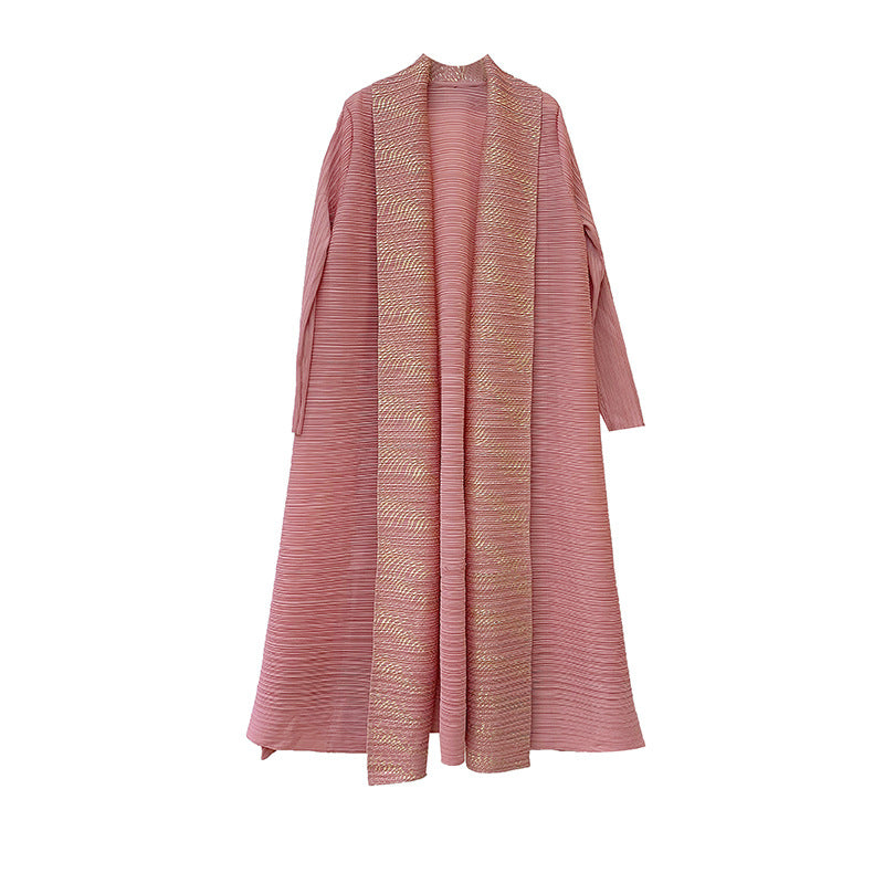 Temperament long skirt long robe international ethnic clothing autumn and winter new pleated printed cardigan