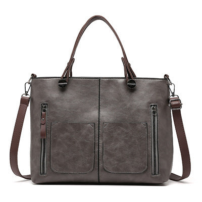 European and American fashion shoulder bag for women large capacity retro women's tote bag simple diagonal cross bag
