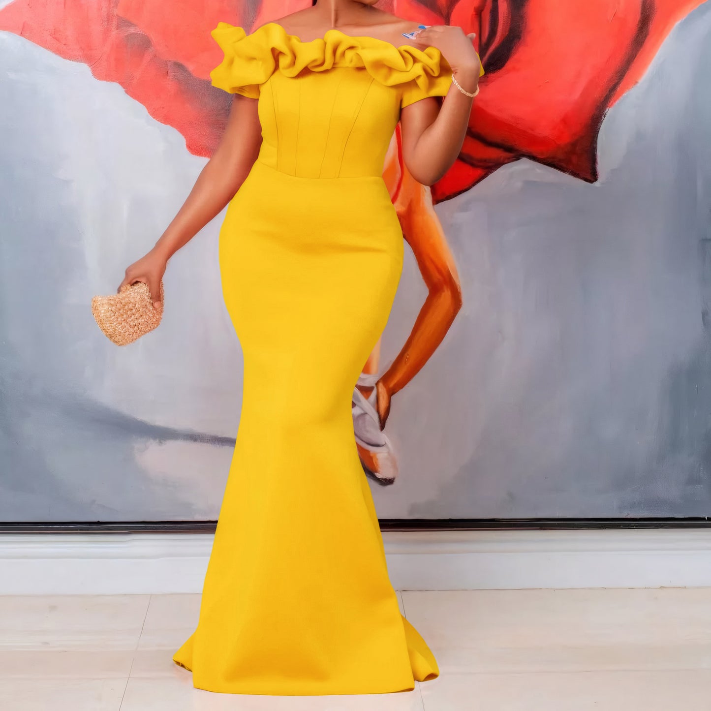 One neck sexy fishtail long dress