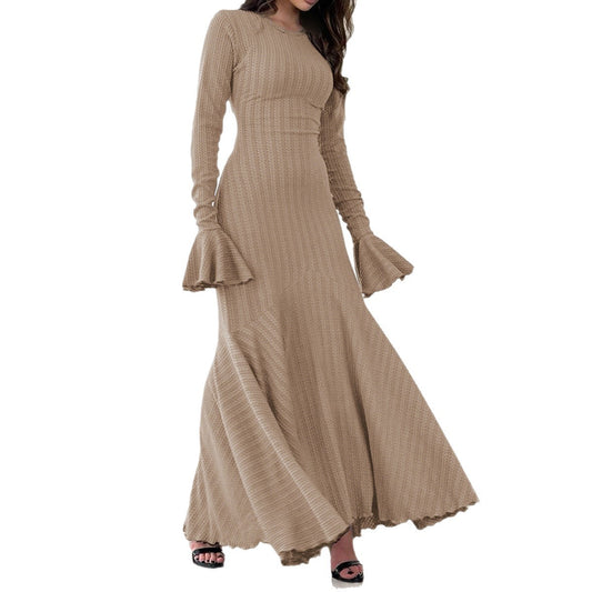 Elegant Slim Knitted Long Dress Women's Autumn