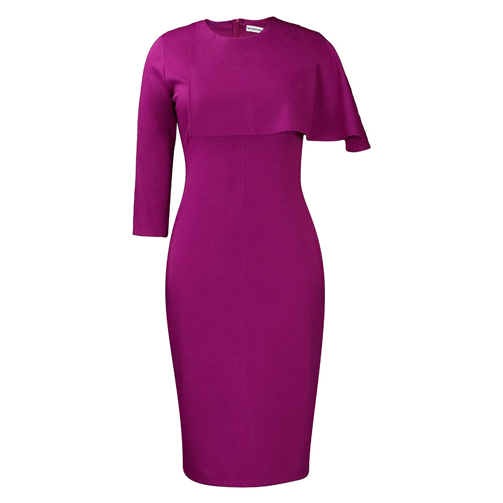 Women's slim fit high waisted ruffle edge dress