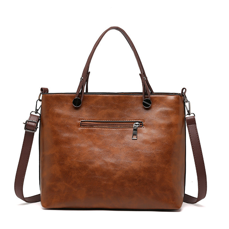 European and American fashion shoulder bag for women large capacity retro women's tote bag simple diagonal cross bag