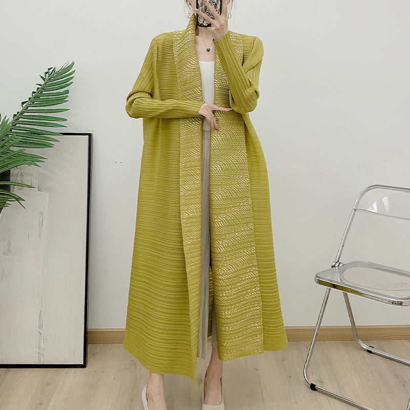 Temperament long skirt long robe international ethnic clothing autumn and winter new pleated printed cardigan