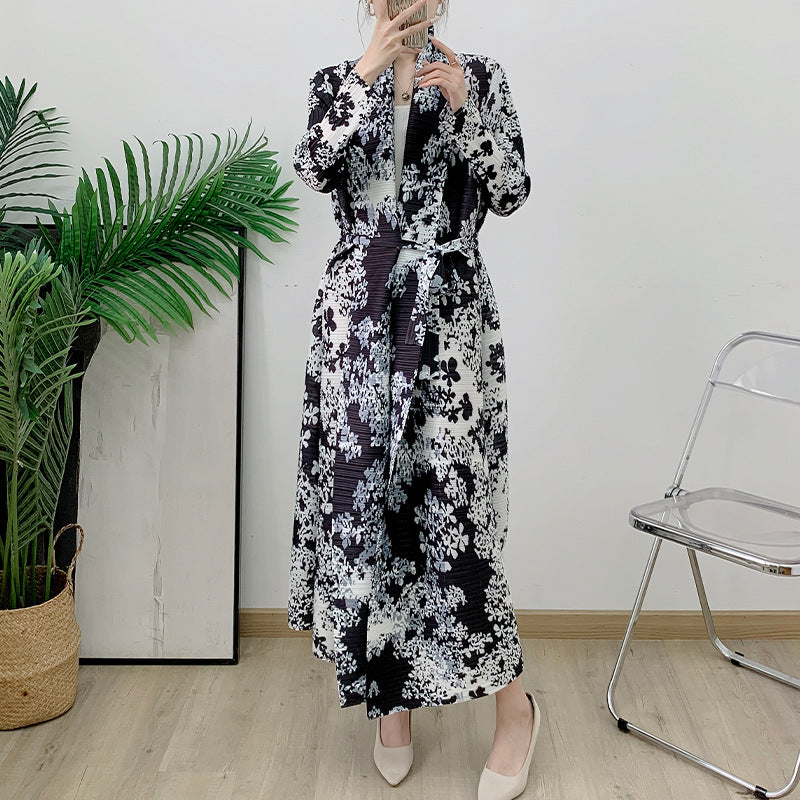 Elegant and Simple Middle East Türkiye Solid Large Pleated Print Robe Women