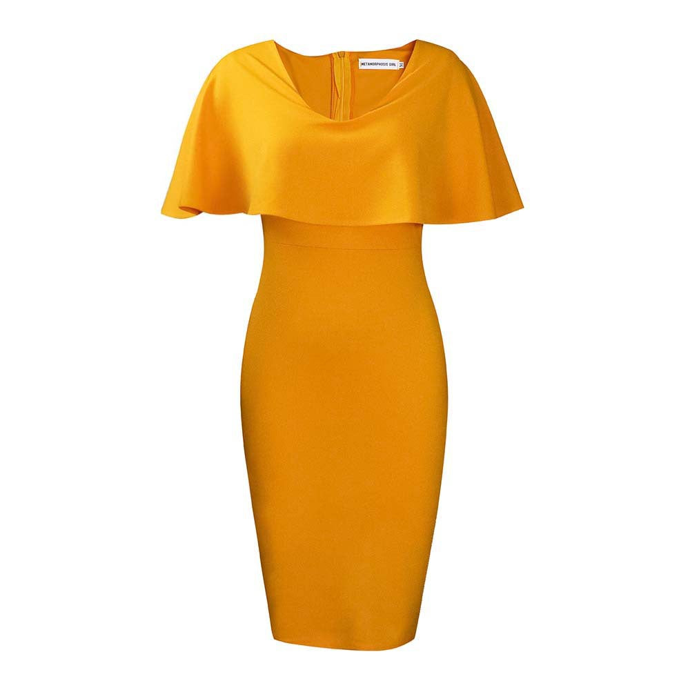 Short Sleeve Solid Color Heart Neck Dress
