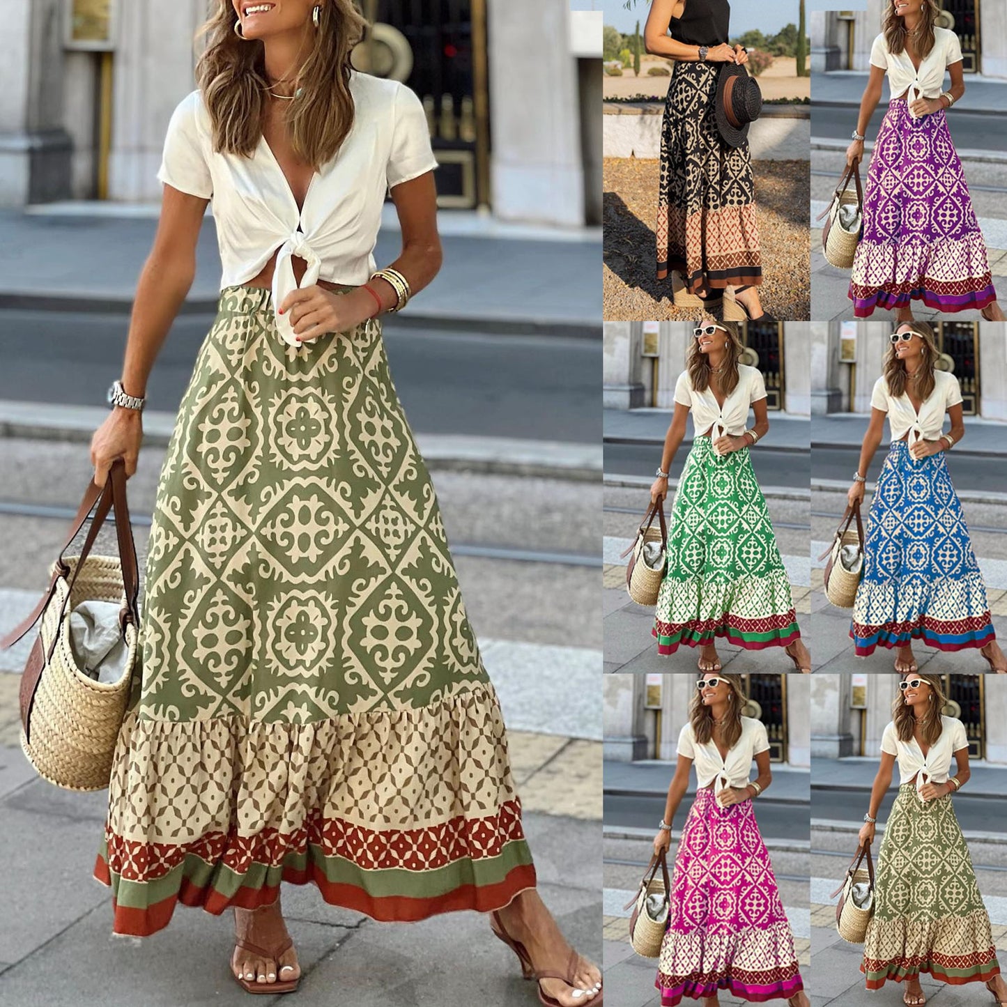 FashionableA-line Skirt INS Casual Loose Vacation Skirt for Women