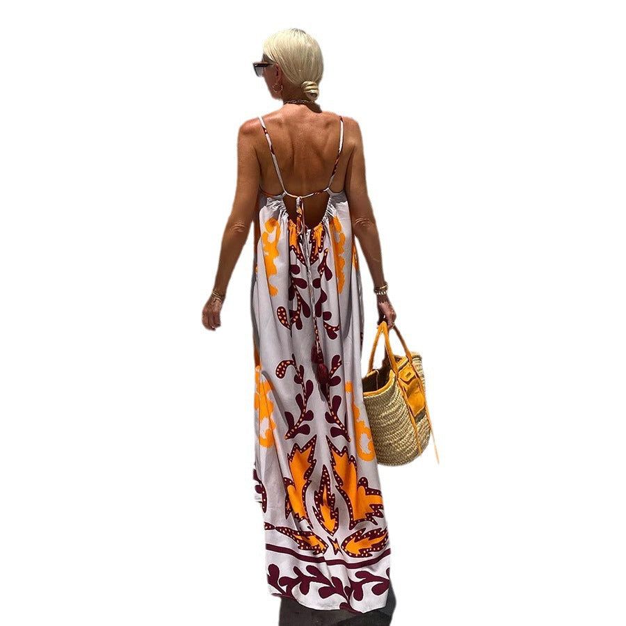 Sexy Strapless Printed Dress INS Casual Loose Vacation Dress