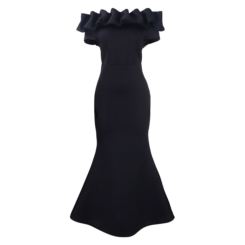 One neck sexy fishtail long dress