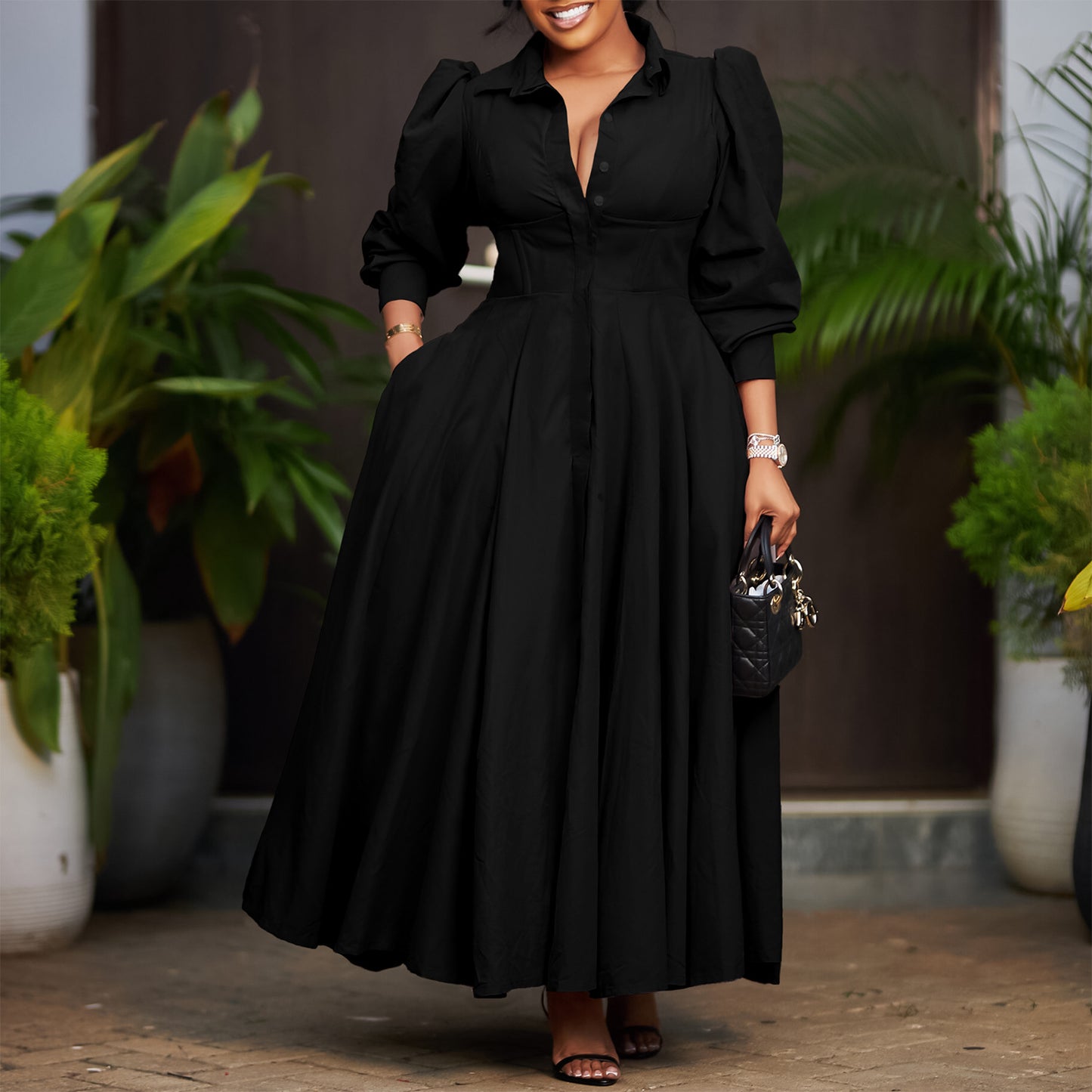 Long Sleeve Flared Dress