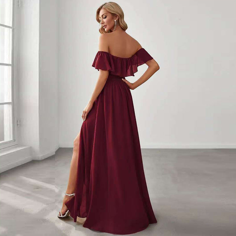 Long Dress with Slit and Backless Design for Summer Occasions