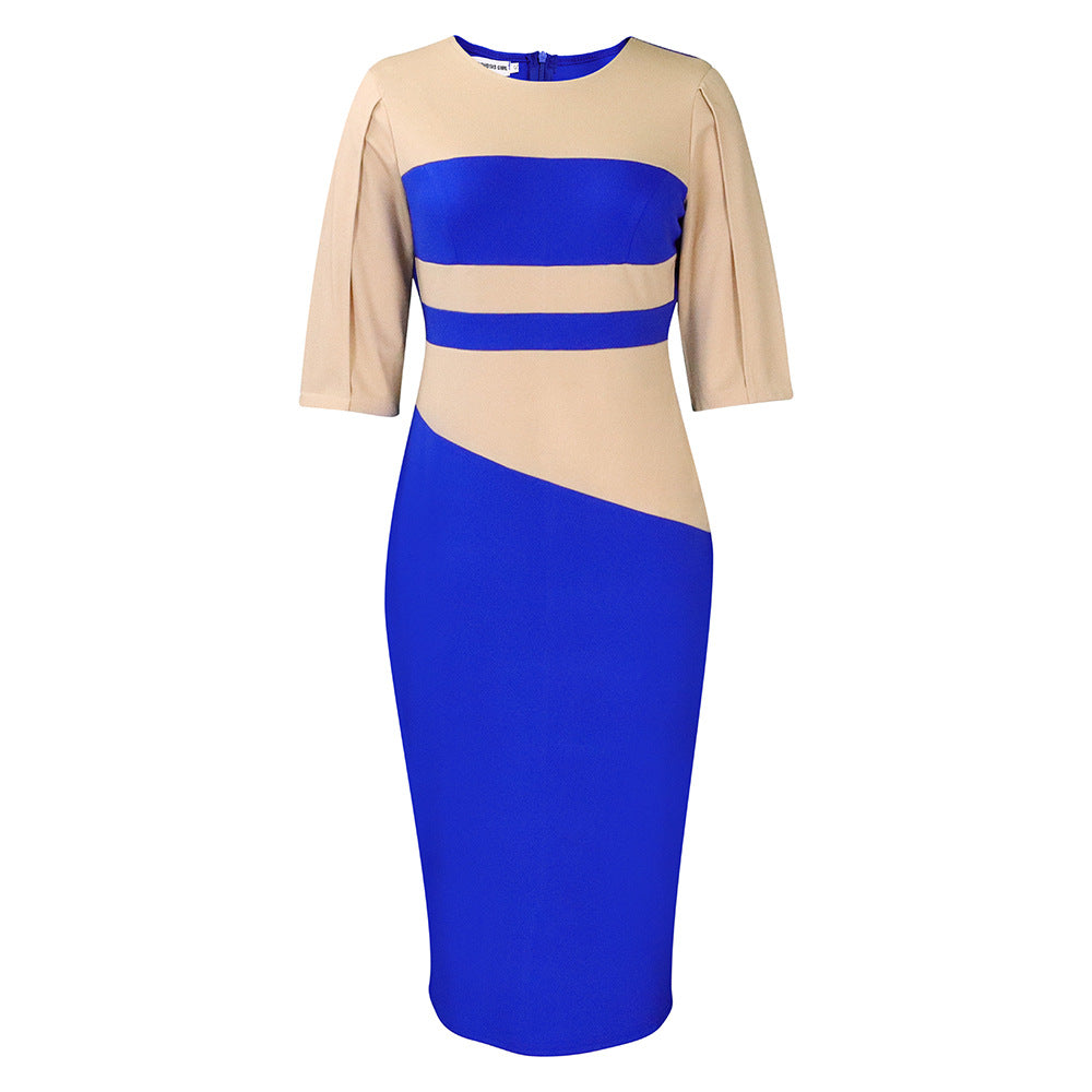 Color blocked hip hugging dress