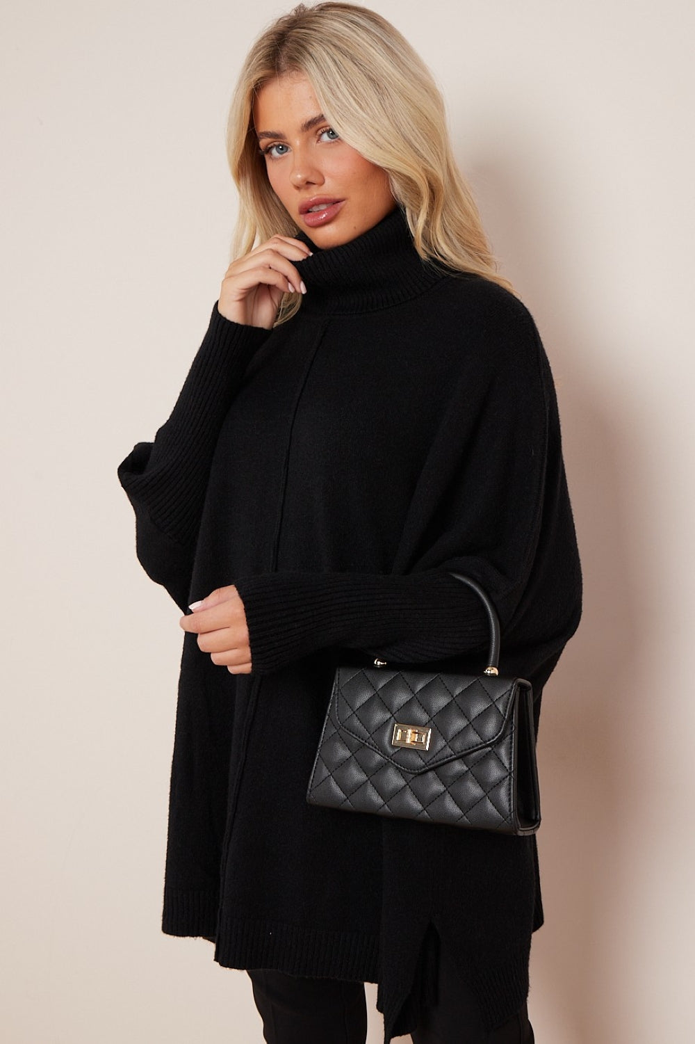 Black Small Top Handle Chain Bag-2