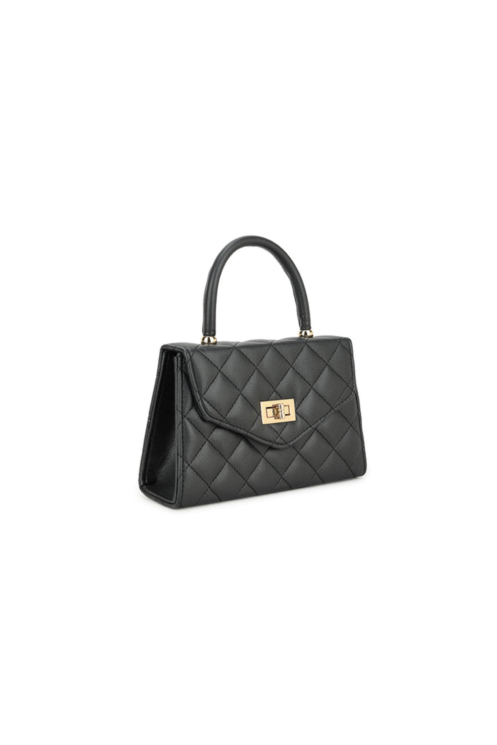Black Small Top Handle Chain Bag-4