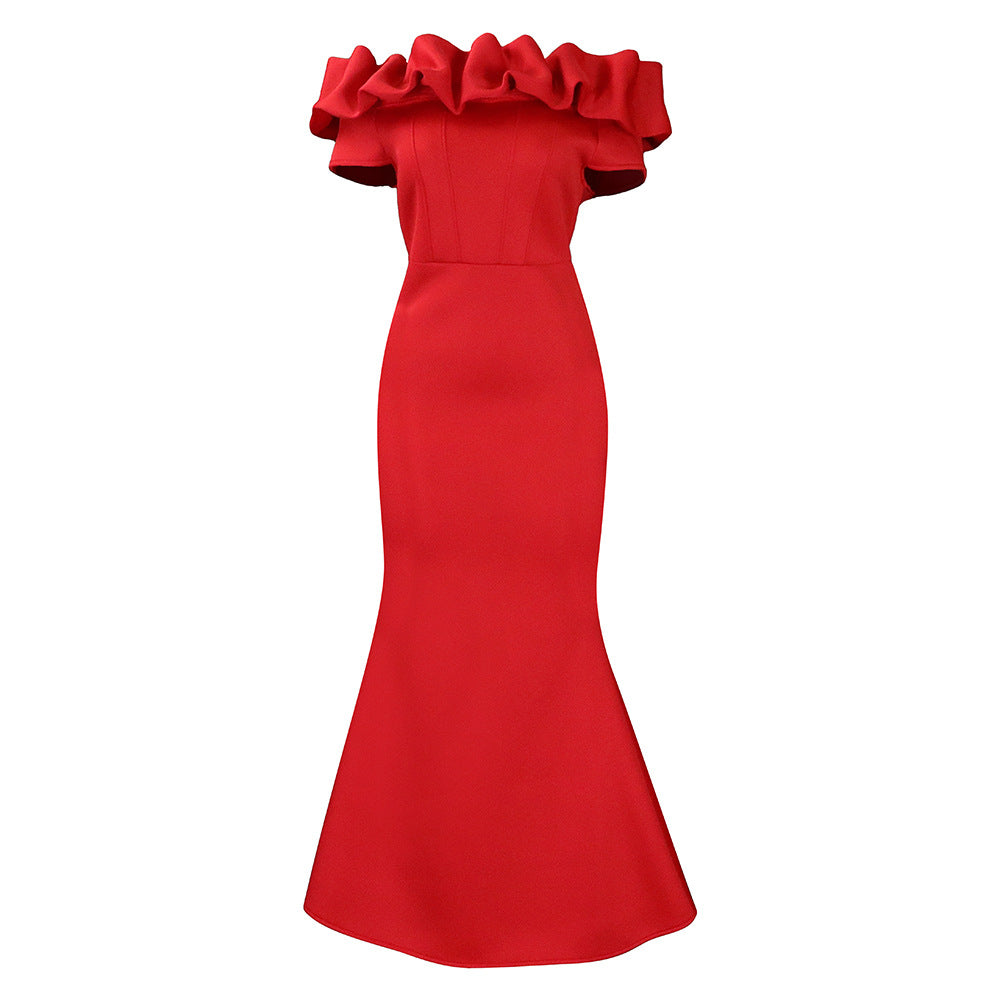 One neck sexy fishtail long dress
