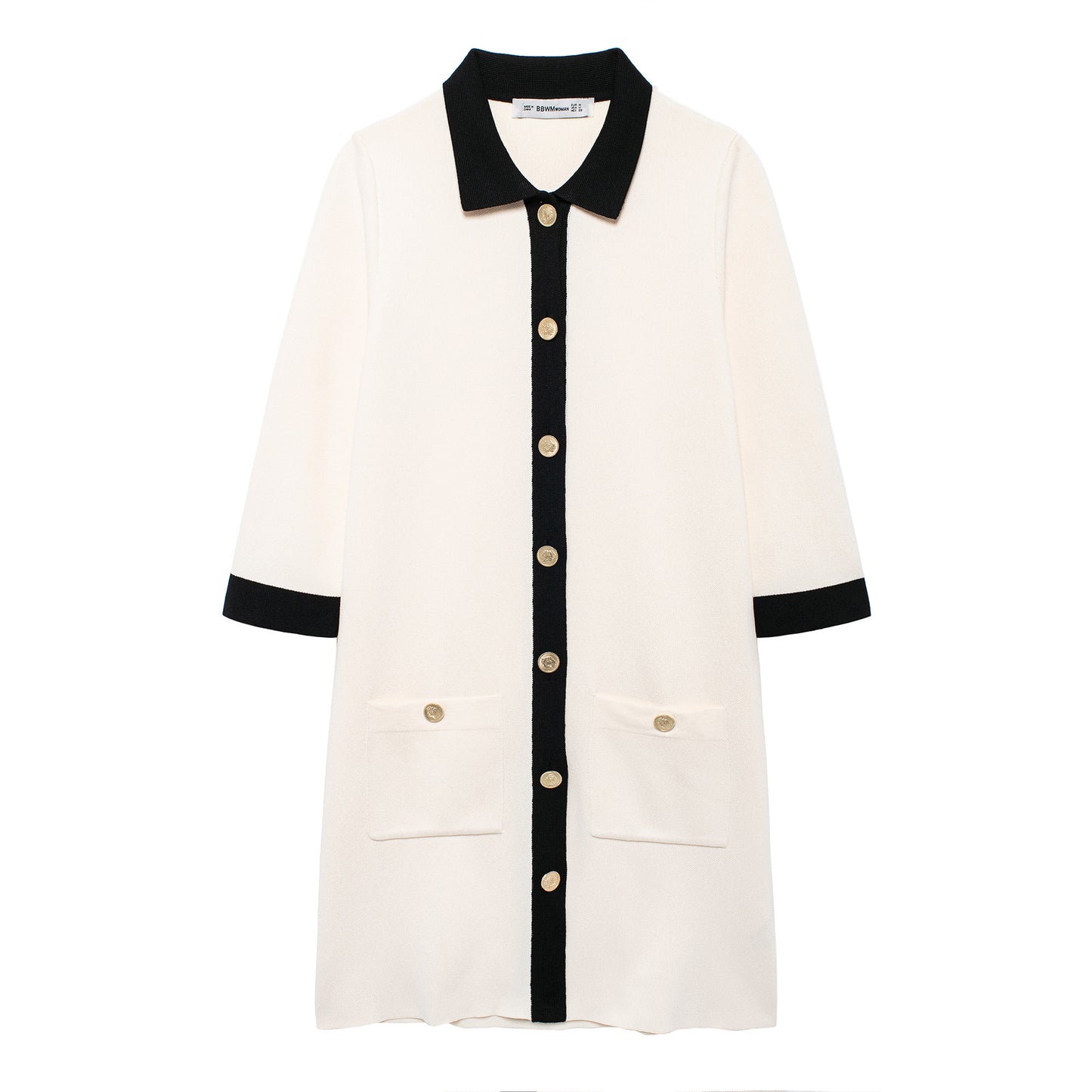 Golden Button Decorative Knit Dress