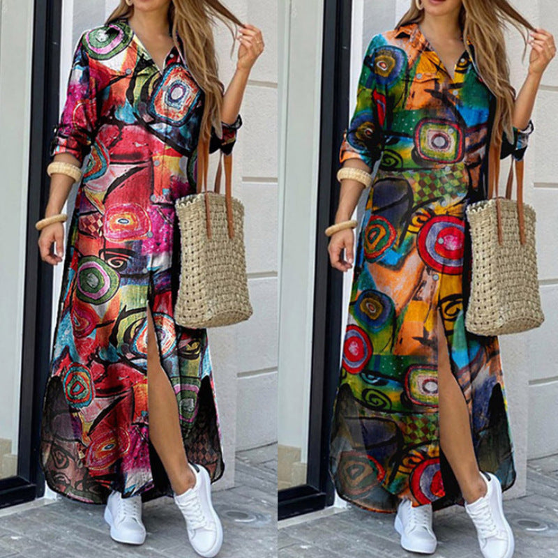 Women's cotton and linen shirt dress