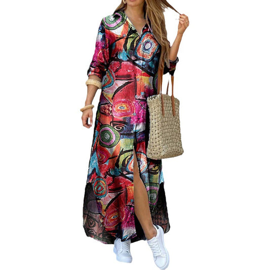 Women's cotton and linen shirt dress