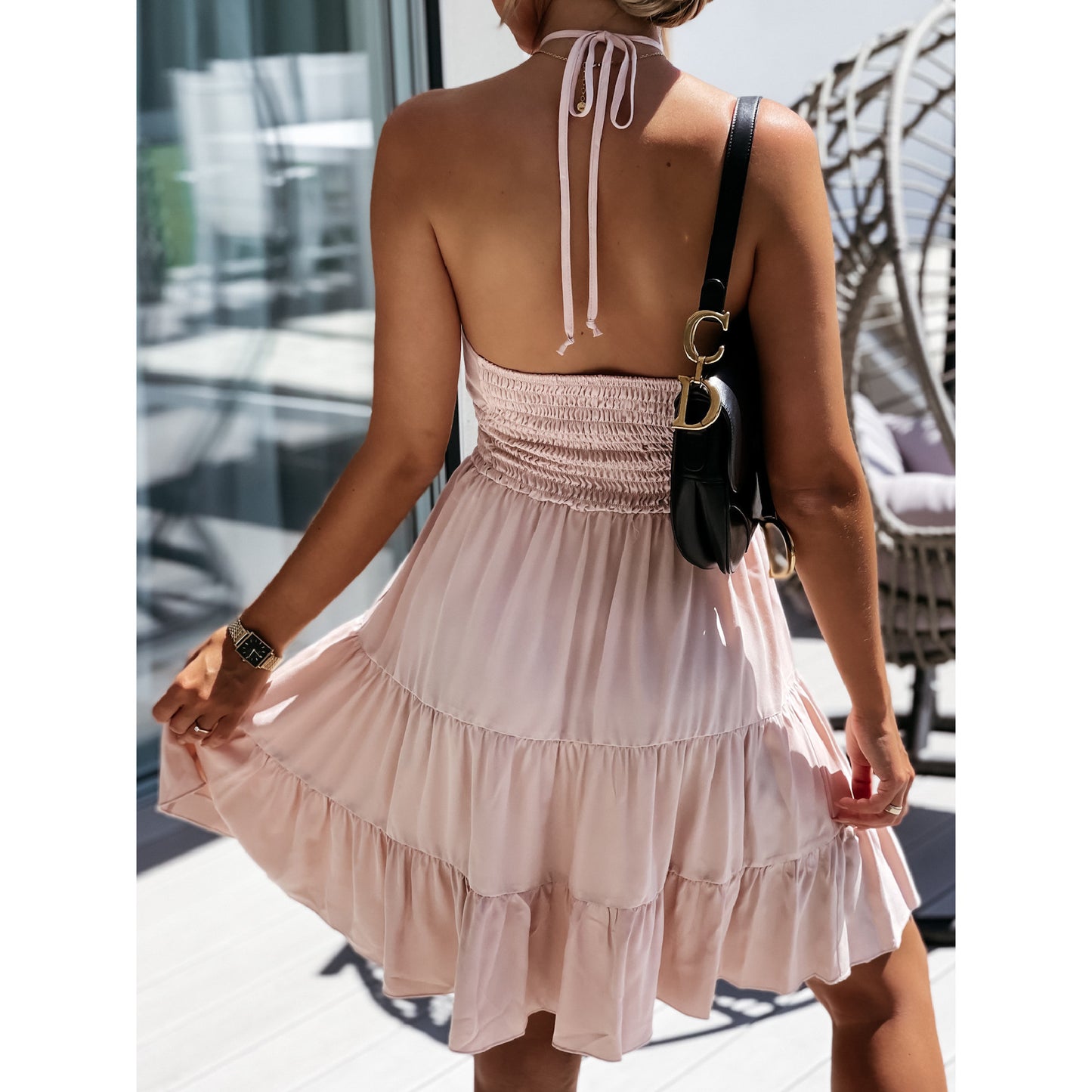 Sexy Off-the-Shoulder Loose Layered Dress with Adjustable Ties and Cake Skirt
